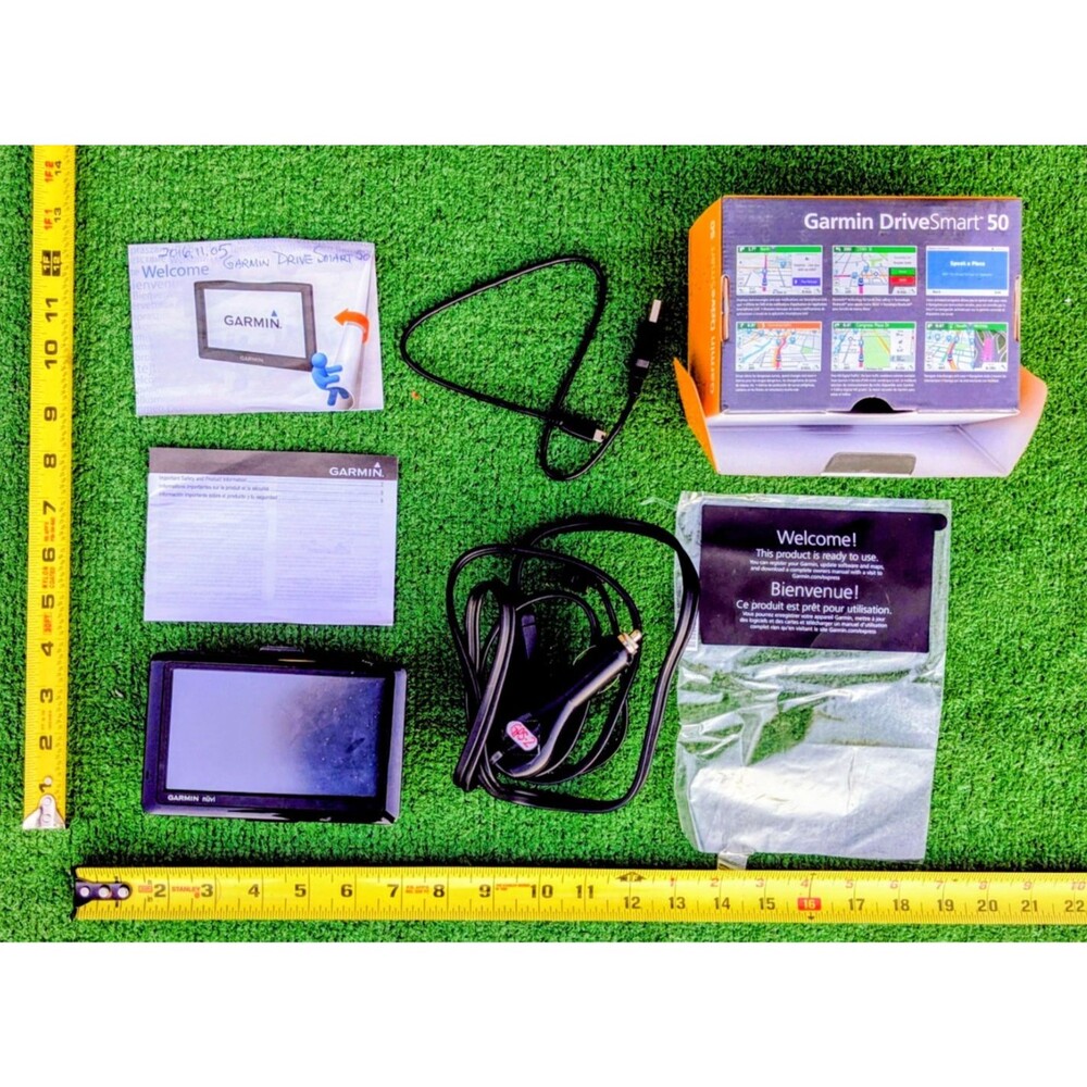 BROKEN/SALVAGE Garmin nuvi 1490 GPS w/USB Cord+5' Auto Adapter Power Plug Bundle